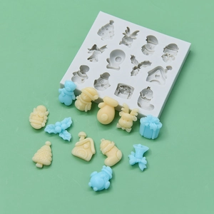 Christmas Silicone Cake Mold Reindeer Snowman Tree Shapes Fondant Chocolate Baking Tool DIY Crafting Manual Accessory