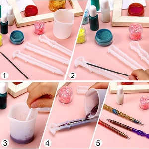 DIY-Set Silikonform für Zauberstab-Kugelschreiber aus Harz mit Glitzer und Becher