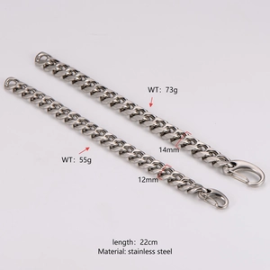 Bracelet gourmette pour homme en acier inoxydable poli argenté de 12mm et 14mm