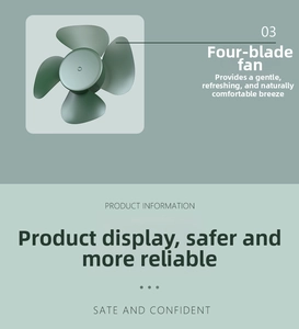 Detail view of the deep green four-blade structure of the portable USB desktop fan