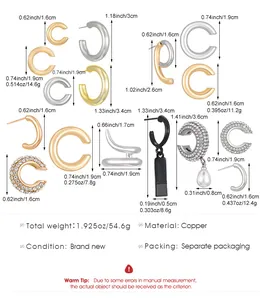 Tableau des tailles avec dimensions, poids et spécifications pour parure de boucles
