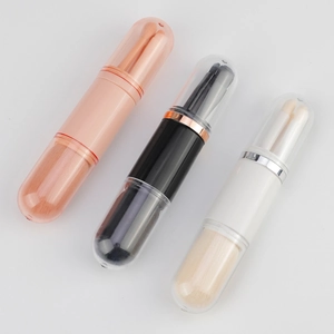 Portable 4-in-1 multi-functional travel makeup brush set with translucent capsule case