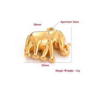 Golden 18k plated stainless steel elephant pendant for vintage jewelry making