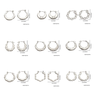 Minimalist silver stainless steel hoop earring set with dimensions and weight data