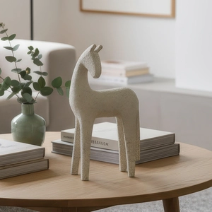 Modern minimalist white horse statue with matte texture for elegant home office decor