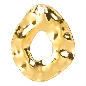 Irregular geometric 18k gold plated stainless steel charm with hammered texture for DIY jewelry