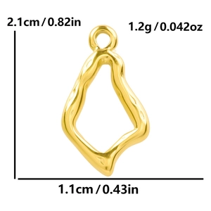 Irregular hollow 18k gold plated 304 stainless steel pendant with size specifications