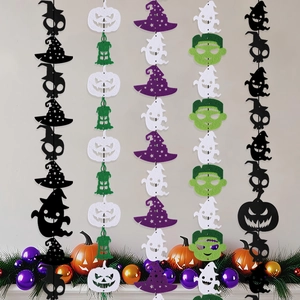 Halloween felt banner set with witch ghost pumpkin and Frankenstein party decorations