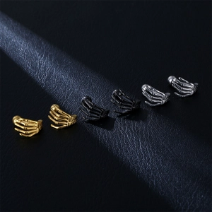 Gothic Skull Hand Stud Earrings Stainless Steel Punk Skeleton Palm Ear Studs Vintage Rock Jewelry For Men Women