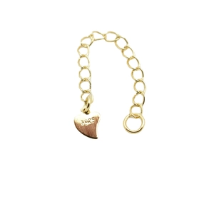 18k gold plated S925 sterling silver heart pendant extender chain for pearl necklaces