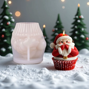 DIY Christmas Santa silicone candle mold for festive cupcake candle making craft