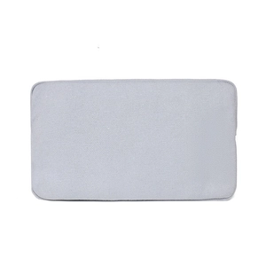 Flat lay macro view of the minimalist light grey canvas zipper pencil pouch storage bag