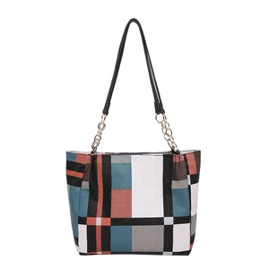 Borsa tote colorblock minimalista con tracolla vintage e trama di alta qualità