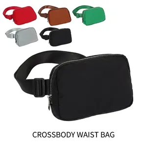 Nylon Waist Bag Adjustable Strap Sports Running Cycling Fanny Pack Solid Color Crossbody Chest Bag For Men Women