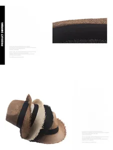Close-up of fringe brim details and precision stitching on straw sun hats