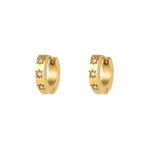 18K gold plated stainless steel star hoop earrings with sparkling cubic zirconia inlay