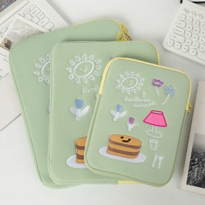 Laptop Sleeve Bag Polyester Embroidered Cartoon Sun Pancake Pattern Shockproof Protective Cover For Tablet Notebook