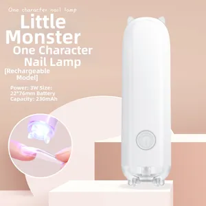 Portable 3W mini nail lamp with cat ear design showing compact size and 230mAh battery