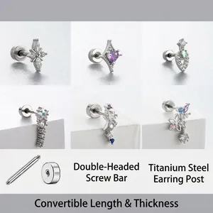 Knorpel Ohrstecker Aus Titanstahl Mit Bunten Zirkonia Schmetterling Stern Herz Helix Piercing Schmuck Für Damen