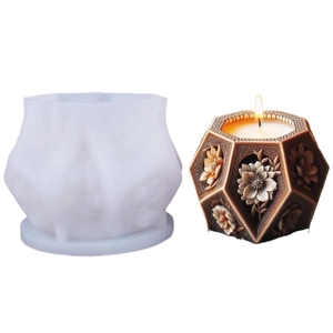 Stampo in silicone a colonna floreale pentagonale per candele vintage fai-da-te