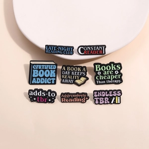 Cartoon Book Lover Enamel Pin Alloy Brooch With Inspirational Quotes Motivational Letter Badge For Backpack Clothes Reader Jewelry Gift