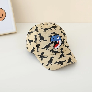 Casquette de baseball beige pour enfants avec motifs dinosaures et broderie de qualité