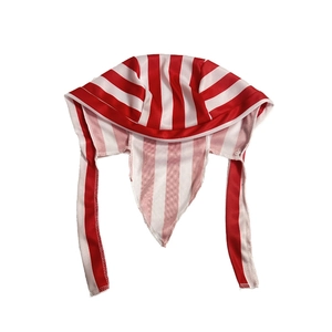 Outdoor breathable red and white vertical striped pirate headscarf with long ties