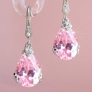 Druppelvormige Zirkonia Hangende Oorbellen Koper Elegant Bruidshuwelijk Sieraden Glinsterend