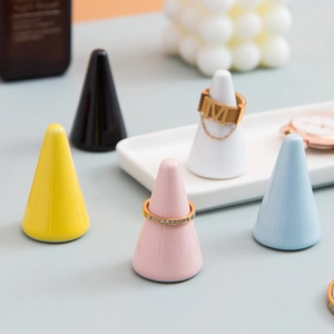 Ceramic Cone Ring Holder Jewelry Display Stand Minimalist Desktop Jewelry Organizer Nordic Style Ring Base Holder