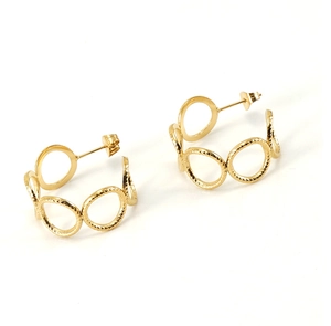 Detailed view of 18K gold-plated stainless steel hollow C-shaped hoop earrings