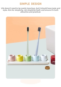 Minimalist five-color ceramic toothbrush holder set with a rectangular storage tray