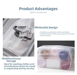 Frosted waterproof travel drawstring bag with widened base for shoes and toiletries