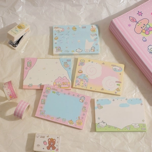 Cute cartoon memo pads set featuring puppy and bear illustrations for planners and journaling