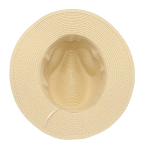 Detailed interior view of Panama straw hat featuring a matching sweatband and tight weave