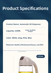 Détail bouteille huile 630ml en verre épais à clapet automatique avec graduation précise