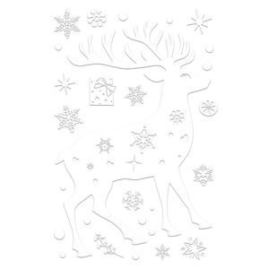 White Christmas reindeer and snowflake static window clings for festive glass decoration