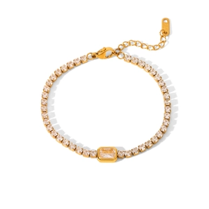 Elegant 18K gold plated stainless steel tennis bracelet with sparkling cubic zirconia stones