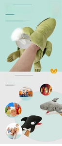 Detail of breathable mesh lining inside animal hand puppet for comfort and airflow