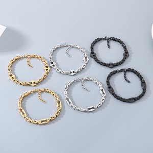 Bracelets pour hommes avec maillons byzantins et nez de cochon en or, argent et noir