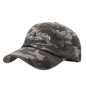 Berretto mimetico con ricamo Very Vegan e tessuto in cotone lavato in stile militare