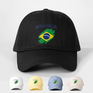 Brasilia Letter Print Baseball Cap Cotton Breathable Adjustable Sun Protection Brazil Flag Art Vintage Outdoor Sports Hat