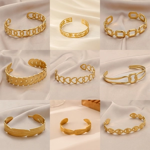 Titanium Steel Open Cuff Bracelet For Women Hollow Heart Evil Eye Snake Leaf Design Elegant Luxury Jewelry