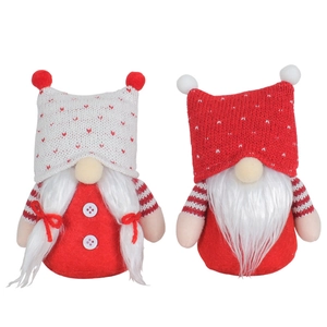 Christmas Gnome Plush Ornaments Knitted Hat Faceless Doll With White Beard Braid For Home Tabletop Decor Red White Festive Holiday Gift