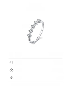 Dettaglio dell'anello in argento S925 con 5 zirconi e fascia con trama a corda intrecciata