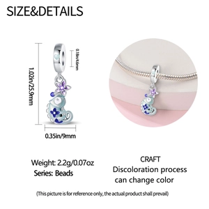 Spécifications de taille et poids pour la perle hippocampe changeant de couleur