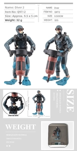 Figurine de plongeur détaillée avec bras articulés et accessoire de forage portatif