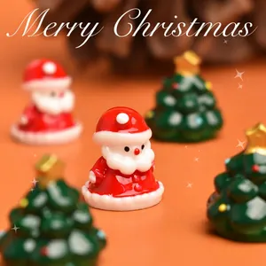 Miniature resin Santa Claus and Christmas tree figurines for micro landscape decor