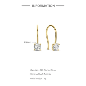 Detail specifications of 925 sterling silver C-shape earrings with AAAAA cubic zirconia