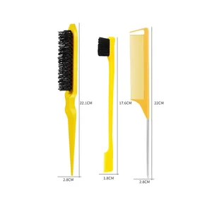 Hair Styling Brush And Double Sided Edge Control Brush And Teasing Brush And Rat Tail Comb With Stainless Steel Pin For Hair Care