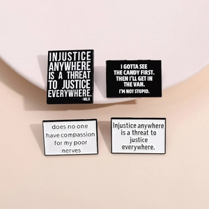 Zinc Alloy Enamel Brooch Pin Geometric Rectangle Badge Injustice Anywhere Is A Threat To Justice Everywhere Quotes Badge Pin For Clothes Decor